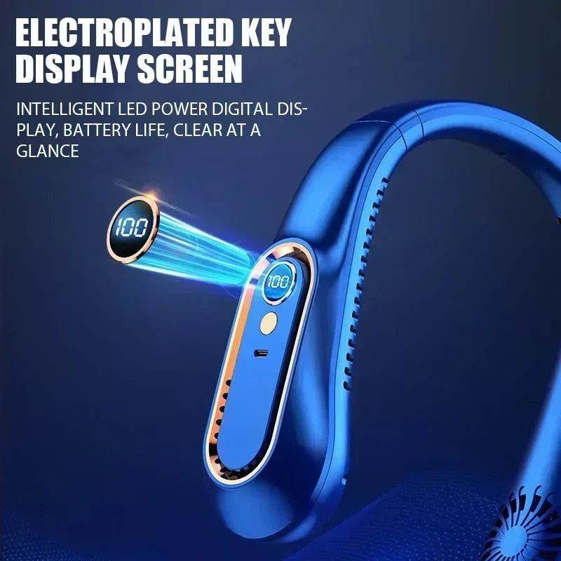 Ventilador de Cuello Ultra-Silencioso con Pantalla Digital - 5 Velocidades y Tecnología Sin Aspas